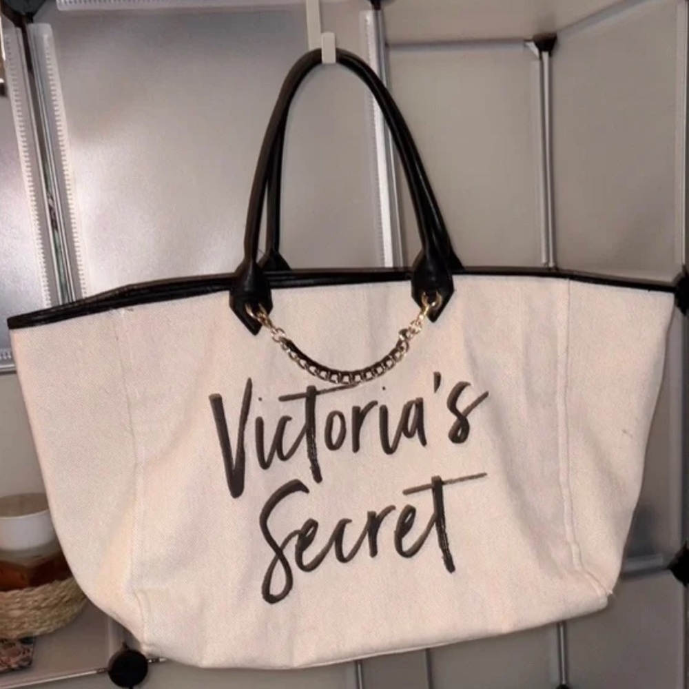 Victoria's Secret Cream & Black Tote